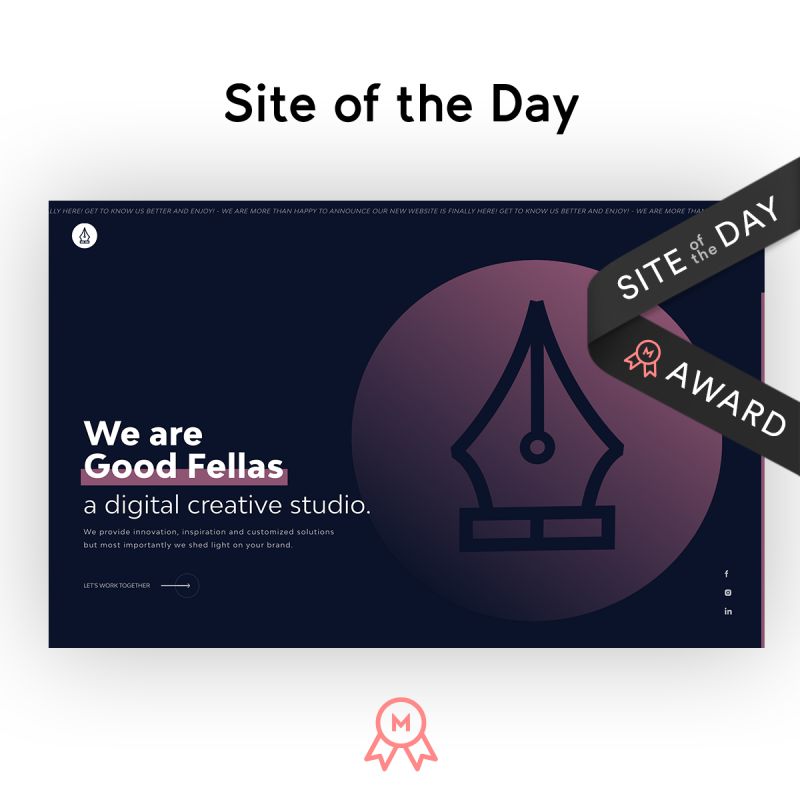 Site of the Day in MindsparkleMag to Lab21 for the GoodFellas website